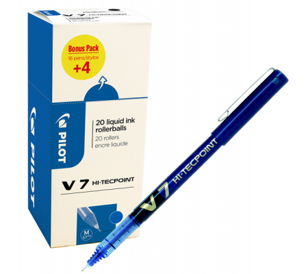 Roller - con cappuccio - Hi Tecpoint V7 - punta 0,7 mm - blu - conf. 16+4 pezzi - Pilot - 000022 - 3131910516545 - DMwebShop