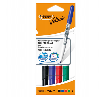 Pennarello Whiteboard Marker Velleda 1741 - punta tonda - 1,4 mm - colori assortiti - astuccio 4 pezzi - Bic - 503842 - 3086120017446 - DMwebShop