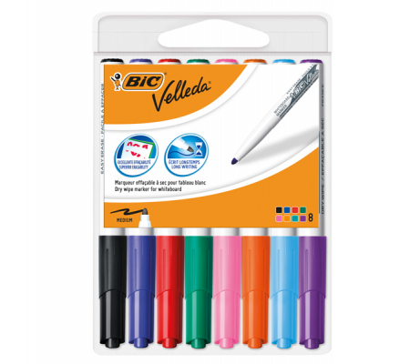 Pennarello Whiteboard Marker Velleda 1741 - punta tonda - 1,4 mm - colori assortiti - astuccio 8 pezzi - Bic - 503844 - 3086120017484 - DMwebShop