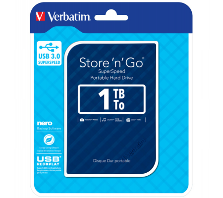 USB 3.0 portatile Store 'N'Go 9,5 mm drive - Blu - 1 Tb - Verbatim - 53200 - 023942532002 - DMwebShop