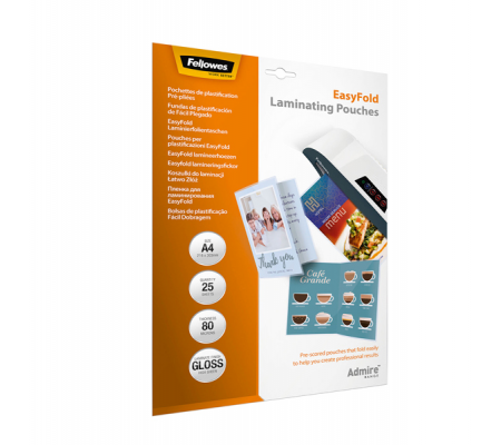 Pouches Admire Easyfold - A4 - cordonate - scatola 25 pezzi - Fellowes - 5601901 - 043859730858 - DMwebShop