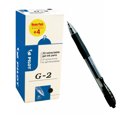 Roller gel a scatto G 2 - punta 0,7 mm - nero - scatola 16 + 4 pezzi - Pilot - 000017 - DMwebShop