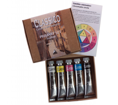 Colori a olio extrafini Primary Set - 20 ml - colori primari (nero, bianco inclusi) - set 5 pezzi - Maimeri - M0398049 - 8032810169860 - DMwebShop