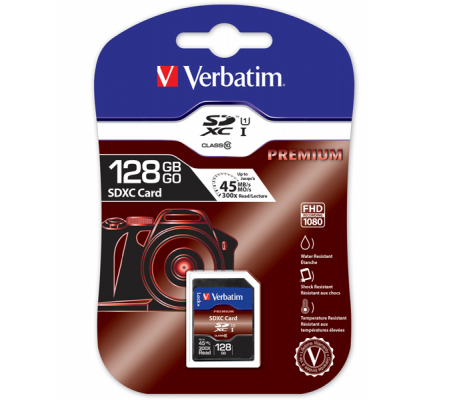 Scheda SDHC Premium SDXC Class 10/UHS-1 - 128 Gb Verbatim - 44025 - 023942440253 - DMwebShop