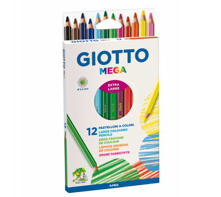 Pastelli colorati Mega - esagonale - mina 5,5 mm - conf. 12 pezzi - Giotto - 225600 - 8000825225109 - DMwebShop