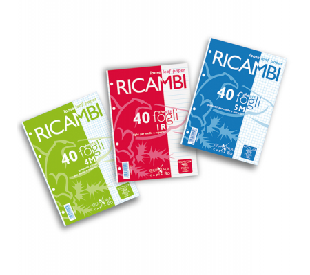 Ricambi forati Quaxima - A4 - 1 rigo - con margine - 80 gr - 40 fogli - Pigna - 00629030C - 8005235204478 - DMwebShop