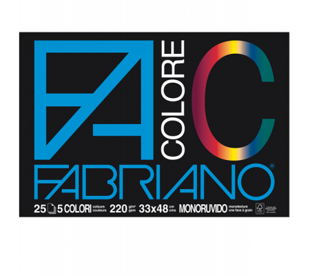 Blocco FaColore - 33 x 48 cm - 25 fogli - 220 gr - 5 colori - Fabriano - 65251533 - 8001348161448 - DMwebShop