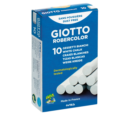 Gessetti Robercolor - lunghezza 80 mm - con Ø 10 mm - bianco - Scatola 10 gessetti tondi - Giotto - 538700 - 8000825538506 - DMwebShop