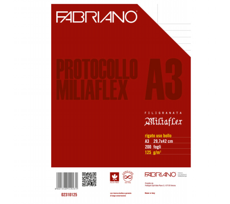 Foglio protocollo - A4 - uso bollo - 125 gr - conf. 200 pezzi - Fabriano - 02310125 - 8001348149231 - DMwebShop