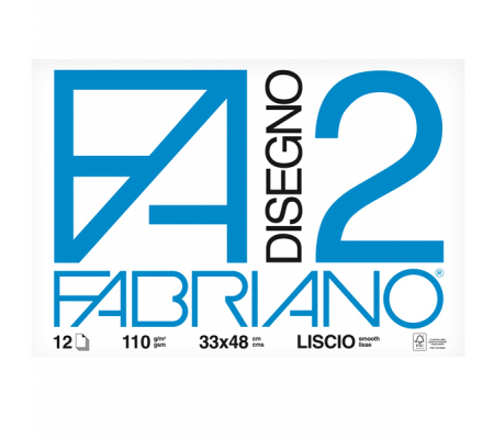 Blocco F2 - 33 x 48 cm - 12 fogli - 110 gr - liscio - collato - conf. 10 pezzi - Fabriano - 06200534 - 8001348161653 - DMwebShop