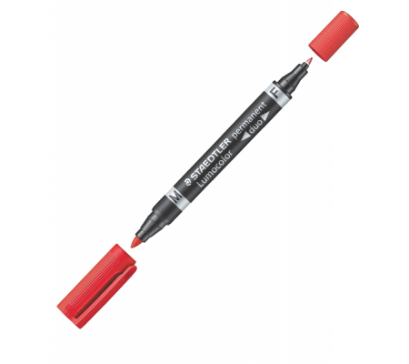 Pennarello Lumocolor Permanent Duo 348 punta feltro - punta 0,6 mm e 1,5 mm - rosso - Staedtler - 348-2 - 4007817348000 - DMwebShop