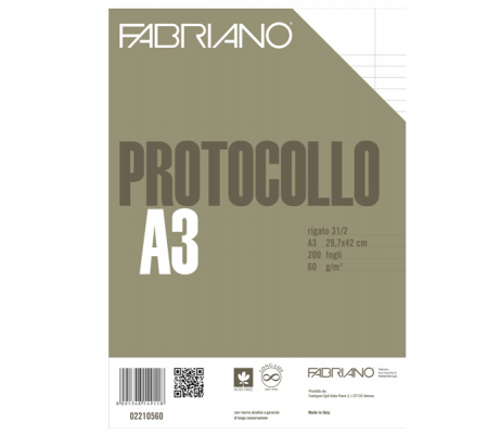 Foglio protocollo - A4 - 1 rigo - con margine - 60 gr - conf. 200 pezzi - Fabriano - 02210560 - 8001348149118 - DMwebShop