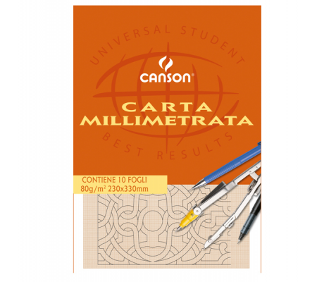 Blocco carta opaca millimetrata - 230 x 330 mm - 10 fogli - 80 gr - Canson - C200005813 - 3148950058133 - DMwebShop