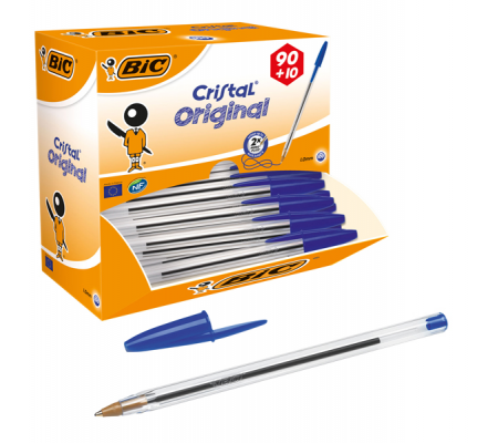 Penna a sfera Cristal - punta media 1 mm - blu - scatola 90 + 10 pezzi - 3086123278233 - DMwebShop