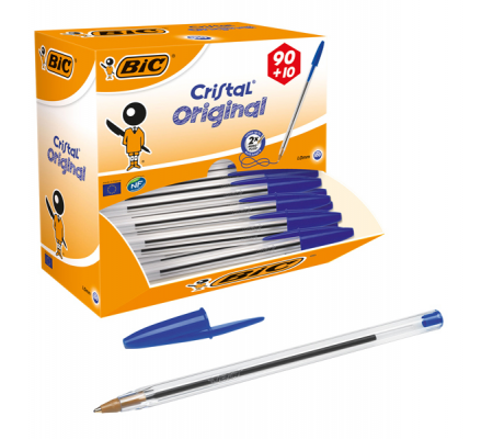 Penna a sfera Cristal - punta media 1 mm - blu - scatola 90 + 10 pezzi - Bic - 942910 - 3086123278233 - DMwebShop