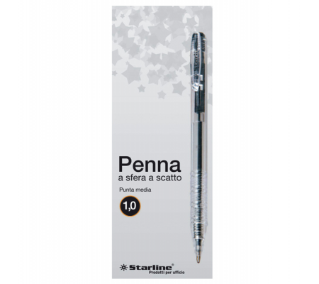 Penna a sfera a scatto - punta 1 mm - nero - conf. 20 pezzi - Starline - 5603 - 8025133018380 - DMwebShop