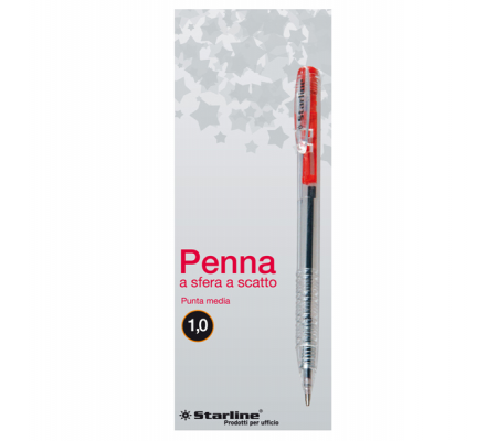 Penna a sfera a scatto - punta 1 mm - rosso - conf. 20 pezzi - Starline - 5605 - 8025133018427 - DMwebShop