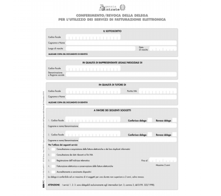 Modulo per conferimento revoca - fatturazione elettronica - 29,7 x 21 cm - Edipro - E0018 - DMwebShop