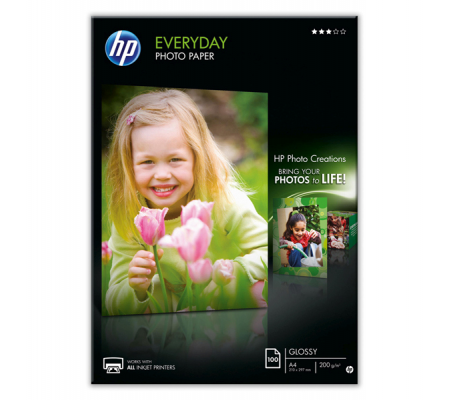 Confezione da 100 Fogli Carta fotografica lucida Everyday - A4 - 210 x 297 mm - Hp - Q2510A - 808736472647 - DMwebShop