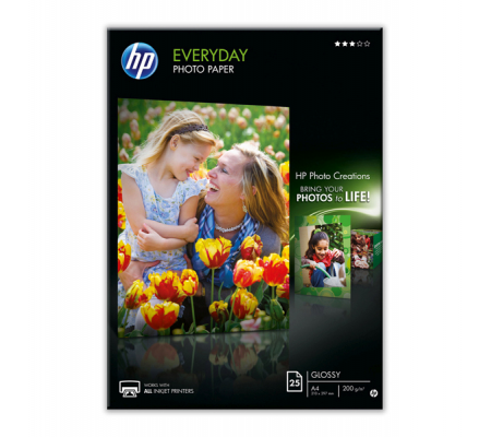 Carta fotografica lucida Everyday - per inkjet - A4 - 210 x 297 mm - conf. da 25 Fogli - Hp - Q5451A - 829160102795 - DMwebShop