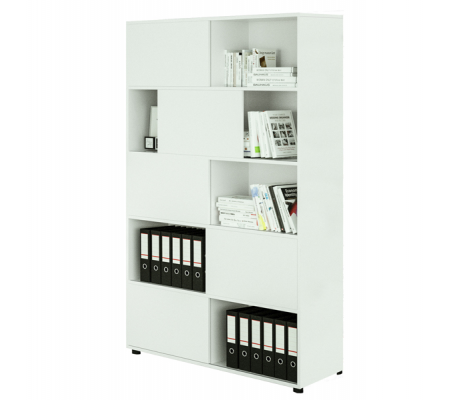 Libreria alta Tetris a 5 ripiani ante scorrevoli - 120 x 35 x 191 cm - bianco - Artexport - 17060/33 - DMwebShop