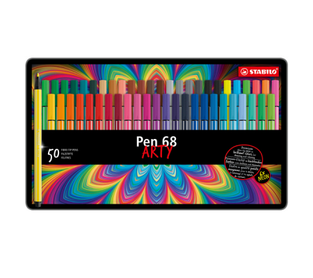 Pennarelli Pen 68 - colori assortiti - scatola in metallo 50 pezzi - Stabilo - 6850-6 - 4006381327299 - DMwebShop