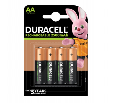 Pile AA ricaricabili - 2500 mAh - Precharged - blister 4 pezzi - Duracell - DU75 - 5000394057043 - DMwebShop