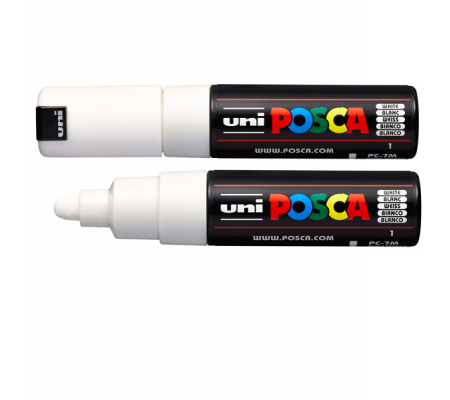 Marcatore a base d'acqua Uni Posca PC7M - punta tonda large - 4,5 - 5,5 mm - bianco - Uni Mitsubishi - M PC7M BI - 4902778228258 - DMwebShop