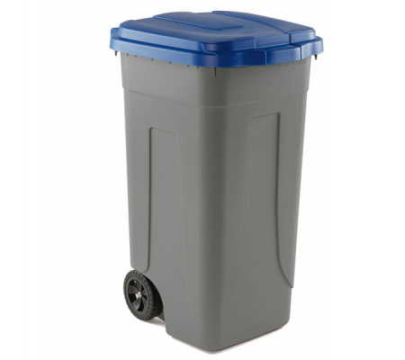 Bidone mobile - con chiusura a clip - 49 x 54 x 85 cm - 100 lt - grigio-blu - Mobil Plastic - 100/GRC-BLB - 8004331001004 - DMwebShop