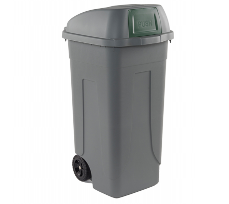 Bidone mobile Push - con coperchio - 49 x 54 x 95 cm - 100 lt - grigio-verde - Mobil Plastic - 100P/GRC-VES - 8004331001073 - DMwebShop