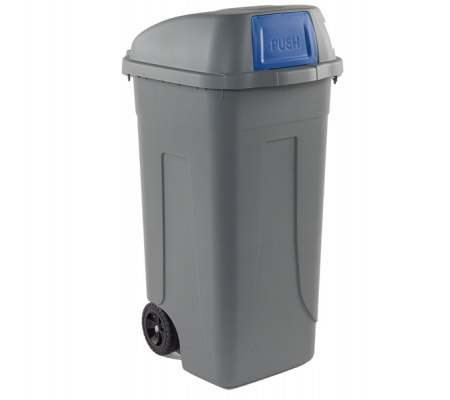 Bidone mobile Push - con coperchio - 49 x 54 x 95 cm - 100 lt - grigio-blu - Mobil Plastic - 100P/GRC-BLB - 8004331001042 - DMwebShop