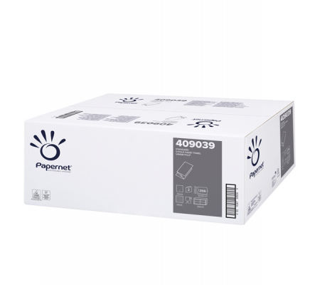 Asciugamani piegati a V - 22 x 21 cm - 18 gr - goffrata onda - bianco - conf. 15 pezzi da 266 - Papernet - 409039 - 08024929990398 - DMwebShop