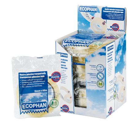 Nastro adesivo Ecophan - 15 mm x 66 mt - in caramella - trasparente - Eurocel - 001417158 - 8001814342876 - DMwebShop