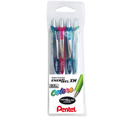 Roller scatto Energel XM - punta 0,7 mm - colori assortiti - astuccio 4 pezzi - Pentel - 0022144 - 8006935221444 - DMwebShop