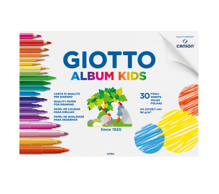 Album Kids 5+ - A4 - 90 gr - 30 fogli - conf. 5 pezzi - Giotto - 580200 - 8000825021794 - DMwebShop