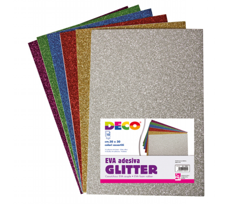 Gomma crepp glitter adesiva - 20 x 30 cm - colori assortiti - CWR - busta 10 fogli - Deco - 10401 - 8004957104011 - DMwebShop