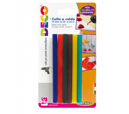 Colle stick per pistole mini colori assortiti - Ø 7 mm - lunghezza 10 cm - conf. 12 pezzi - Deco - 12070 - 8004957120707 - DMwebShop