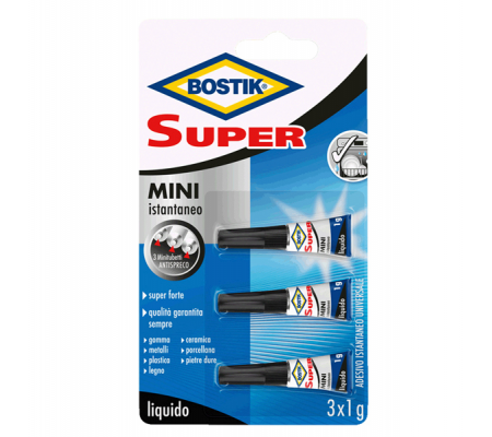 Colla istantanea universale - 3 x 1 gr - Super Mini blister - trasparente - Bostik - D2743 - 4026700659955 - DMwebShop