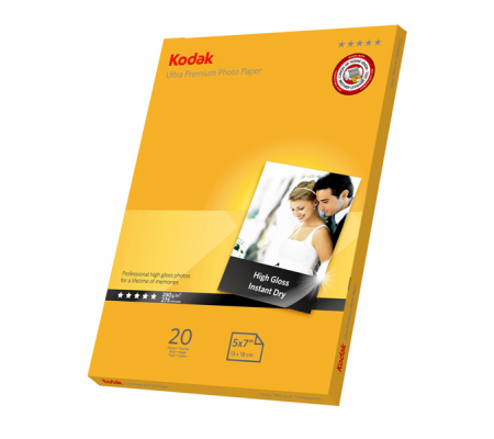 Carta fotografica Ultra Premium Gloss - 13 x 18 cm - 280 gr - 20 fogli - Kodak - 5740-089 - 6932357400896 - DMwebShop