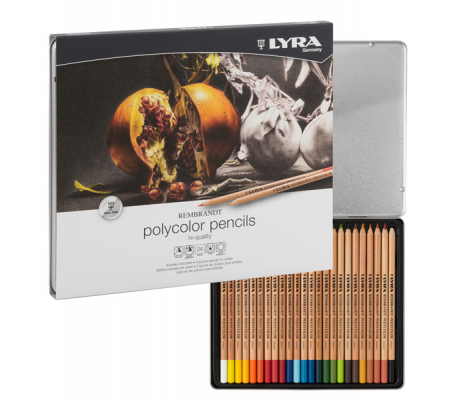 Pastelli colorati Rembrandt Polycolor - 3,7 mm - colori assortiti - astuccio metallo 24 pezzi - Lyra - L2001240 - 4084900170311 - DMwebShop
