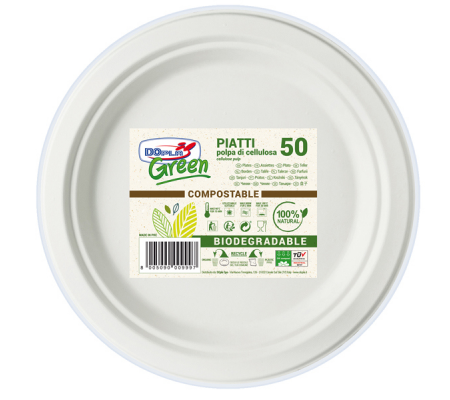 Piatti frutta - Ø 170 mm - biodegradabili - Green - conf. 50 pezzi - 8005090009997 - DMwebShop