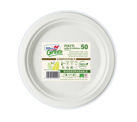 Piatti frutta - Ø 170 mm - biodegradabili - Green - conf. 50 pezzi - Dopla - 07758 - 8005090009997 - DMwebShop