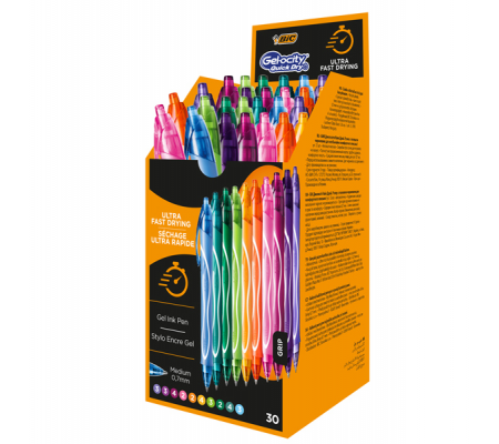 Penna gel scatto Geolocity Quick Dry - punta 0,7 mm - 10 colori assortiti - box 30 pezzi - Bic - 999460 - 3086123632943 - DMwebShop