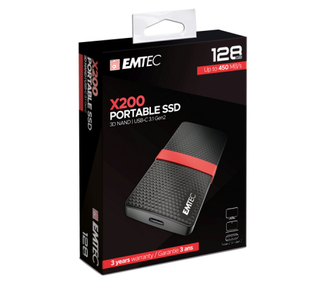 SSD 3.1 Gen X200 Portable - 128 Gb - Emtec - ECSSD128GX200 - 3126170170200 - DMwebShop