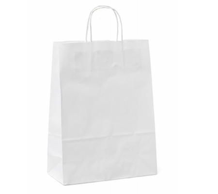 Shoppers in carta maniglie in cordino - 36 x 12 x 41 cm - bianco neutro - conf. 25 pezzi - Mainetti Bags - 031519 - 8029307031519 - DMwebShop