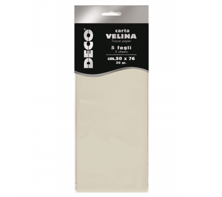 Carta velina - 20 gr - 50 x 76 cm - avorio - busta 5 fogli - Deco - 12283/04 - 8004957122855 - DMwebShop