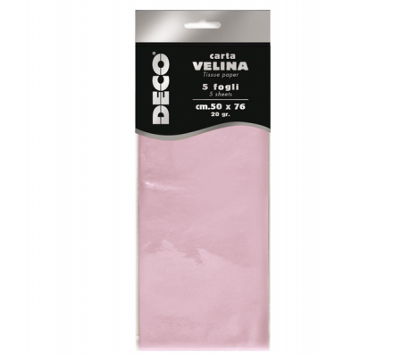 Carta velina - 20 gr - 50 x 76 cm - rosa - busta 5 fogli - Deco - 12283/21 - 8004957122923 - DMwebShop