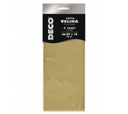 Carta velina - 20 gr - 50 x 76 cm - oro perlescente - busta 5 fogli - Deco - 12295/02 - 8004957122947 - DMwebShop