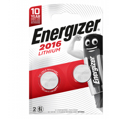 Pile CR2016 Lithium - 3 V - specialistiche - blister 2 pezzi - Energizer - E300789000 - 7638900248340 - DMwebShop