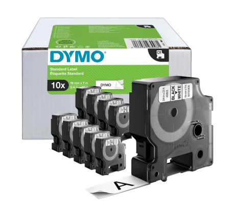 Nastri D1 - 19 mm x 7 mt - nero-bianco - value pack 10 pezzi - Dymo - 2093098 - 3026980930981 - DMwebShop